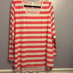 Lularoe Pink & White striped lynnae 3x